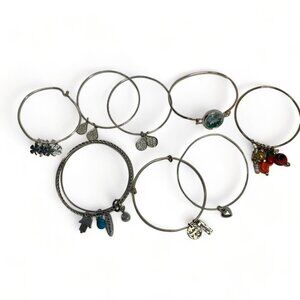 Lot of 8 Assorted Silver Tone Charm Bracelets Expandable